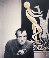 "Keith Haring with snakes", New York, 1983